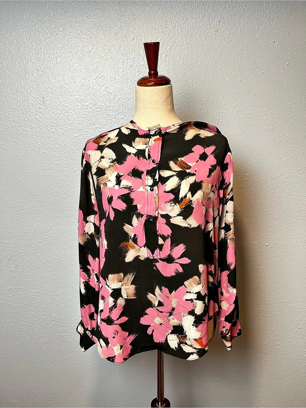 Dorothee Schumacher Floral Blouse Black & Pink Size 2